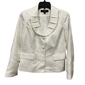 SIGNATURE by LARRY LEVINE Womens White Textured Blazer Jacket Size 12